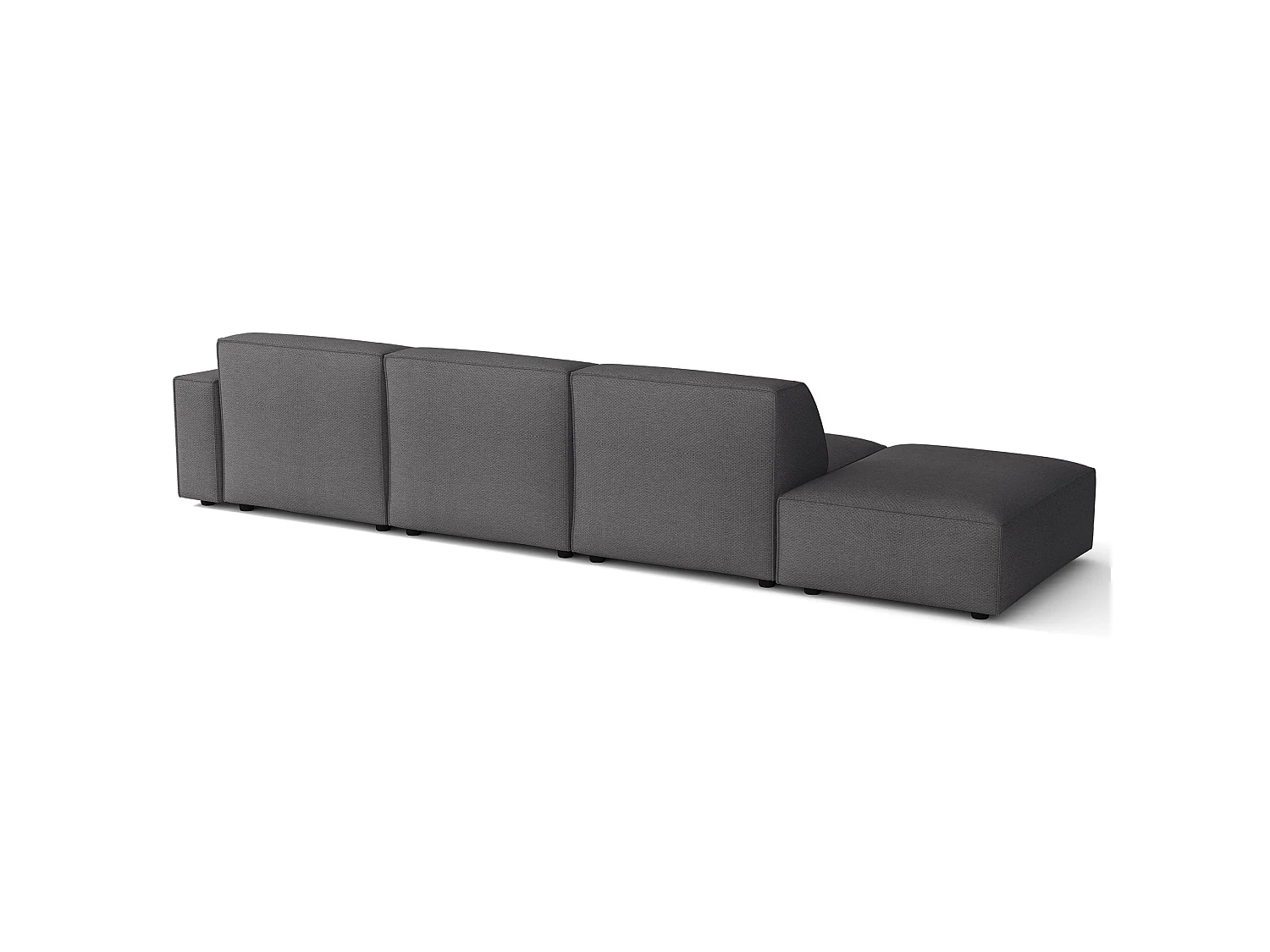 Canapé d'angle avec un pouf - 344 cm - droite - Chenille Gris foncé - Sellmo
