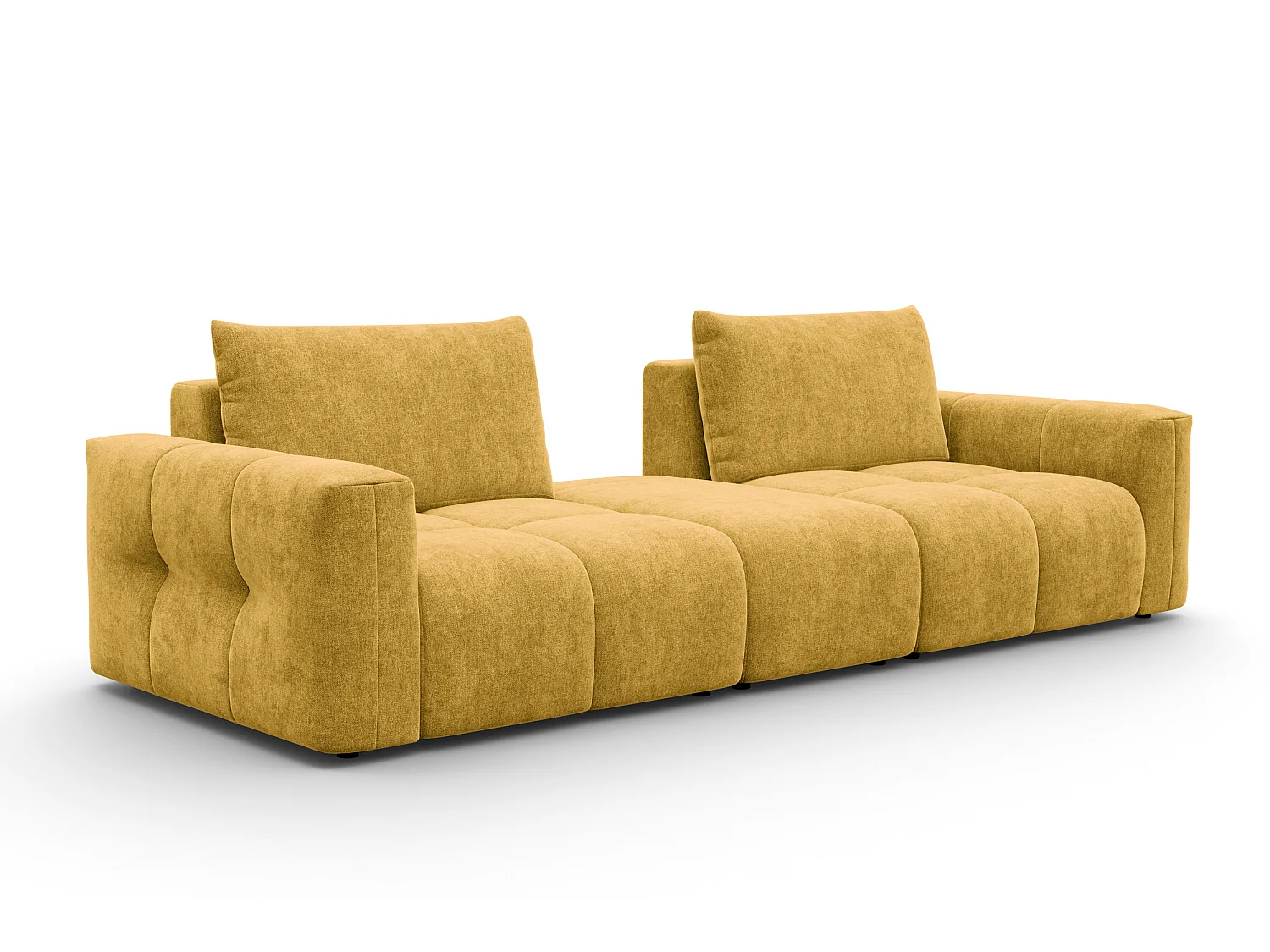 CANAPÉ VERONA 4 places avec pouf, tissu jaune