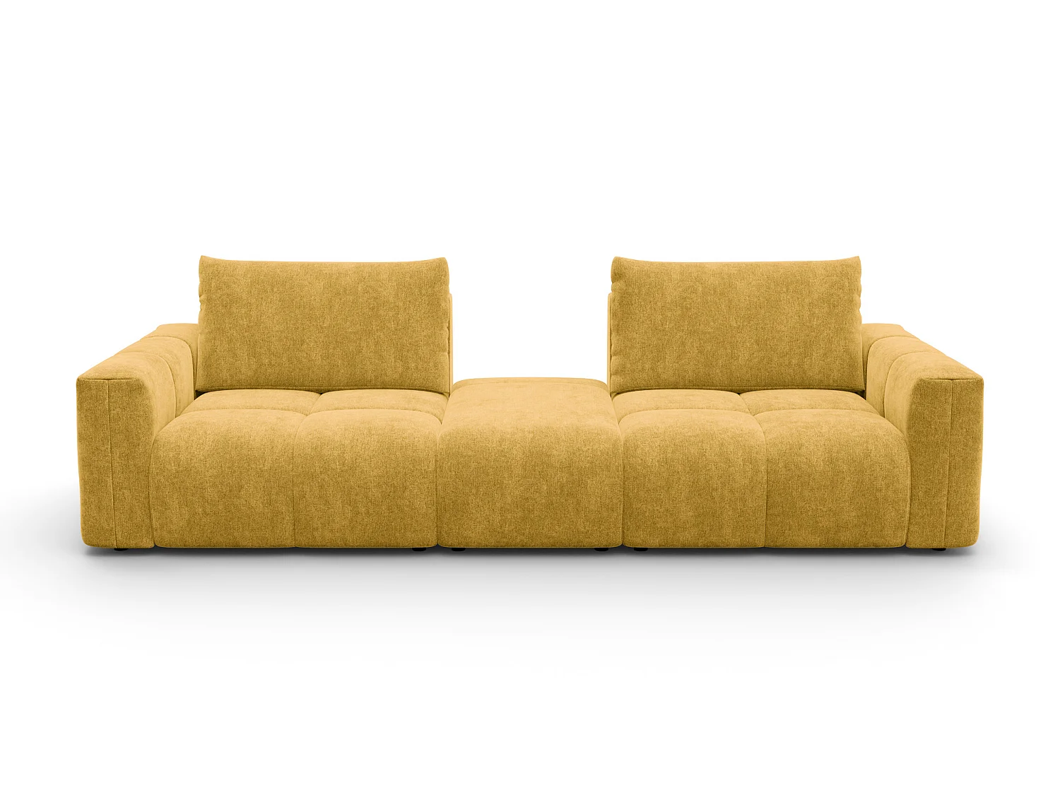 CANAPÉ VERONA 4 places avec pouf, tissu jaune