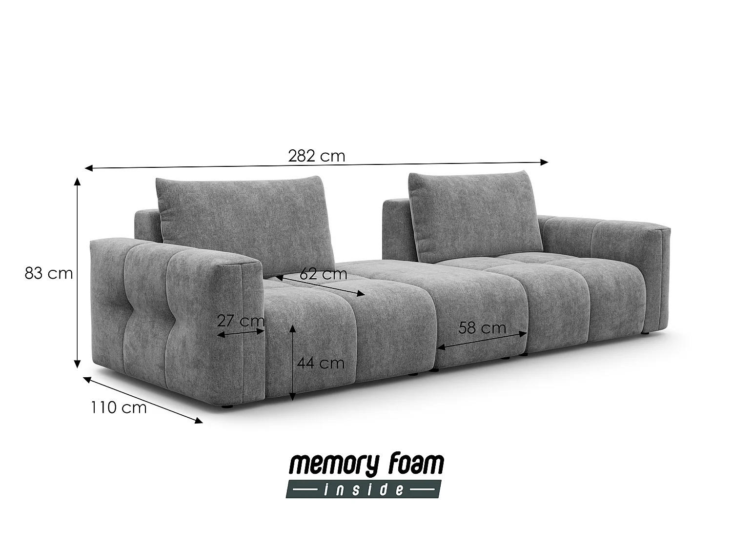 CANAPÉ VERONA 4 places avec pouf, tissu jaune