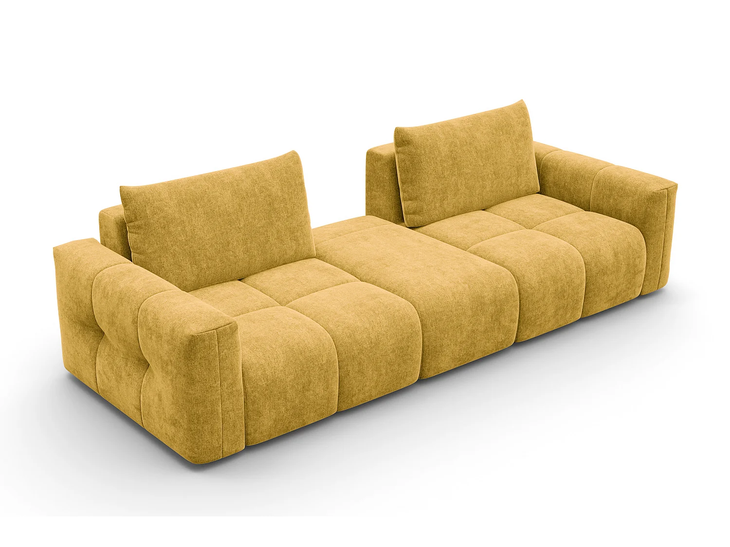 CANAPÉ VERONA 4 places avec pouf, tissu jaune