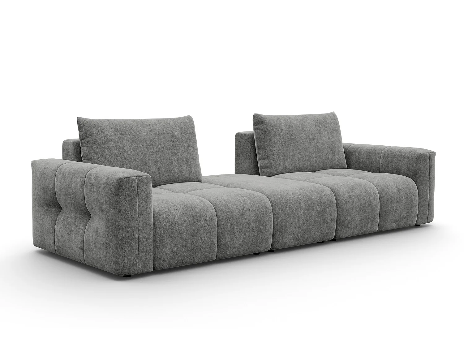 CANAPÉ VERONA 4 places avec pouf, tissu gris
