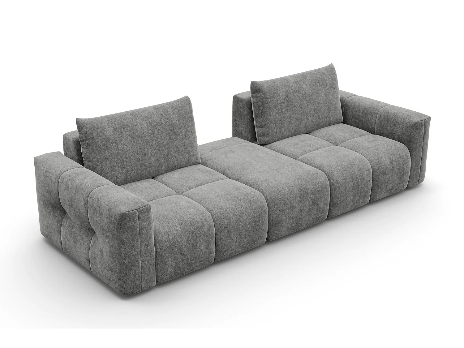CANAPÉ VERONA 4 places avec pouf, tissu gris