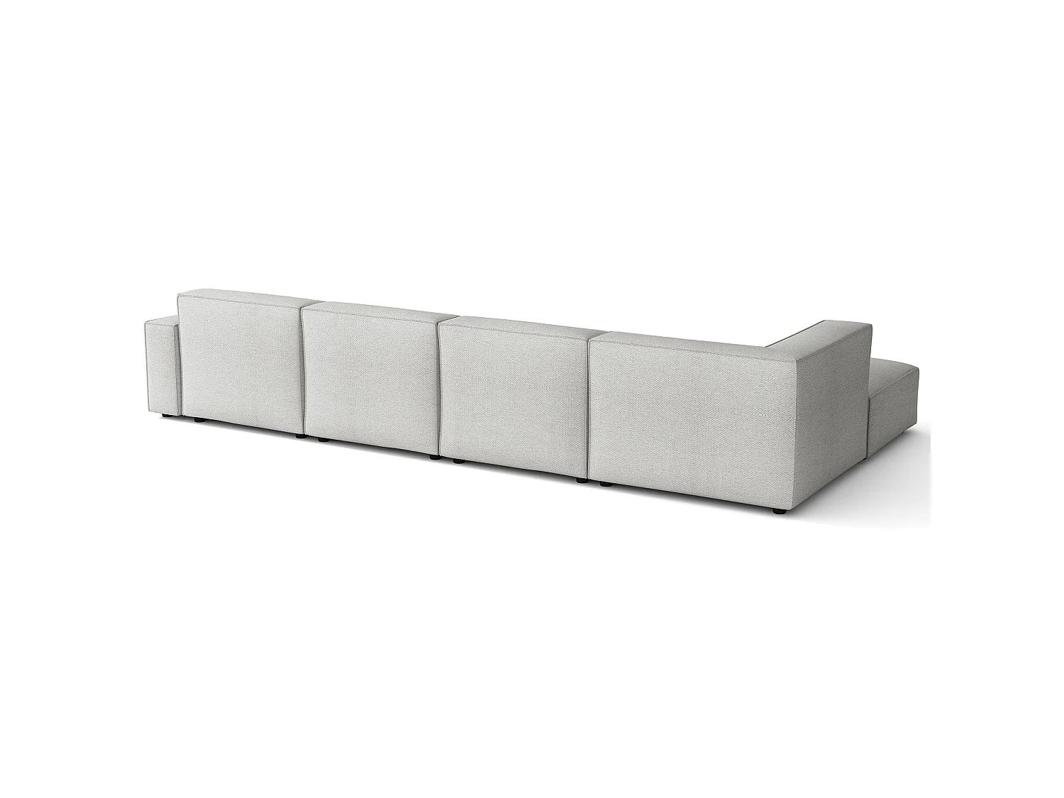 Wohnlandschaft , Chenille Hellgrau, 366 cm - Sellmo