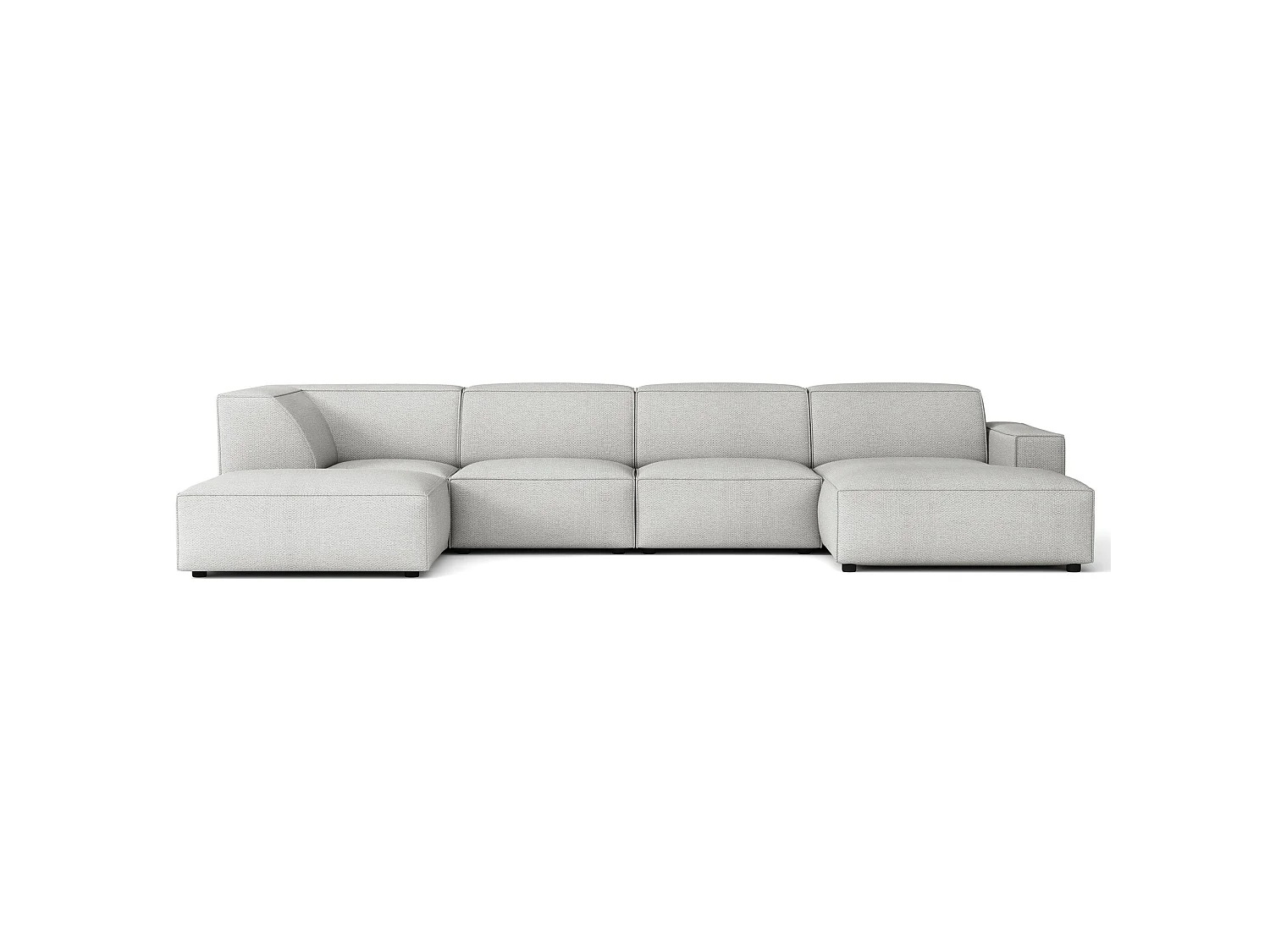 Wohnlandschaft , Chenille Hellgrau, 366 cm - Sellmo