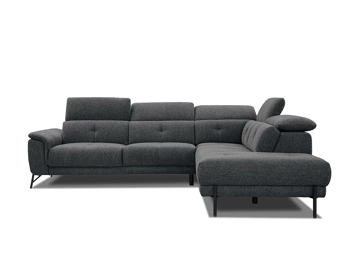 AVENA Ecksofa 5-Sitzer rechts mit verstellbare Kopfstützen, dunkelgrau