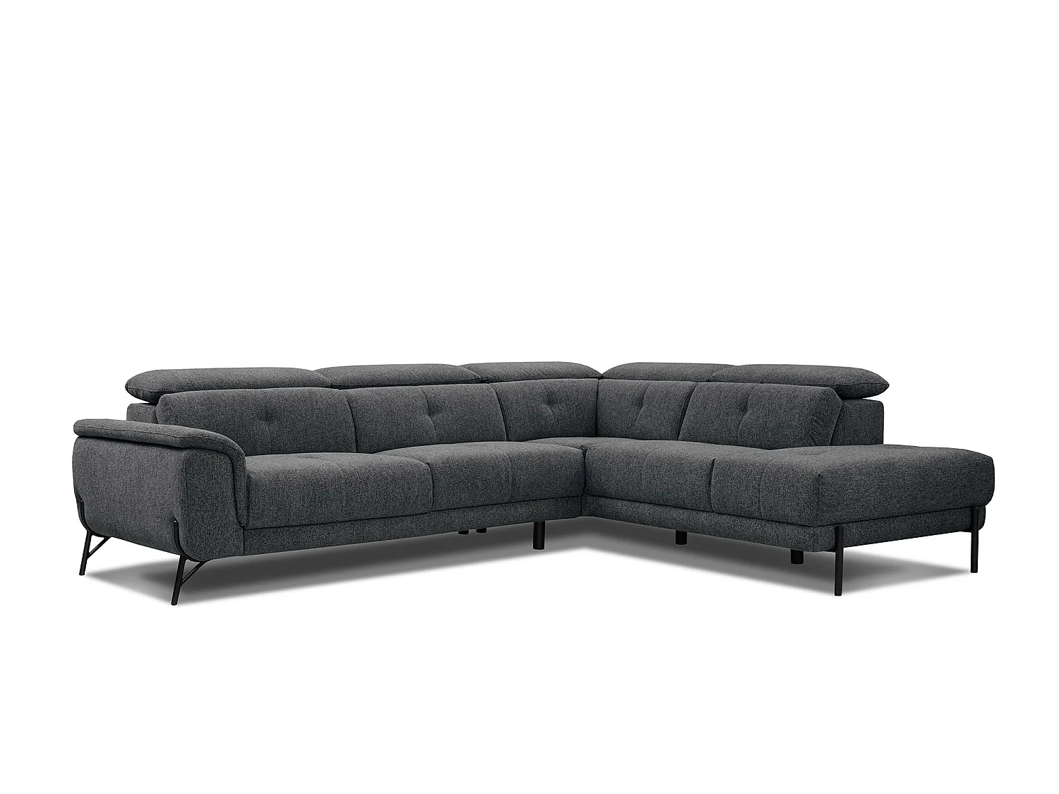 AVENA Ecksofa 5-Sitzer rechts mit verstellbare Kopfstützen, dunkelgrau