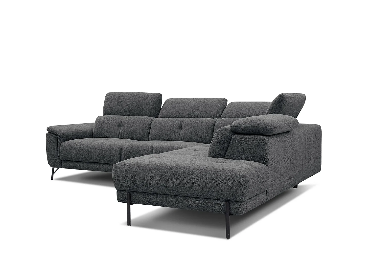 AVENA Ecksofa 5-Sitzer rechts mit verstellbare Kopfstützen, dunkelgrau