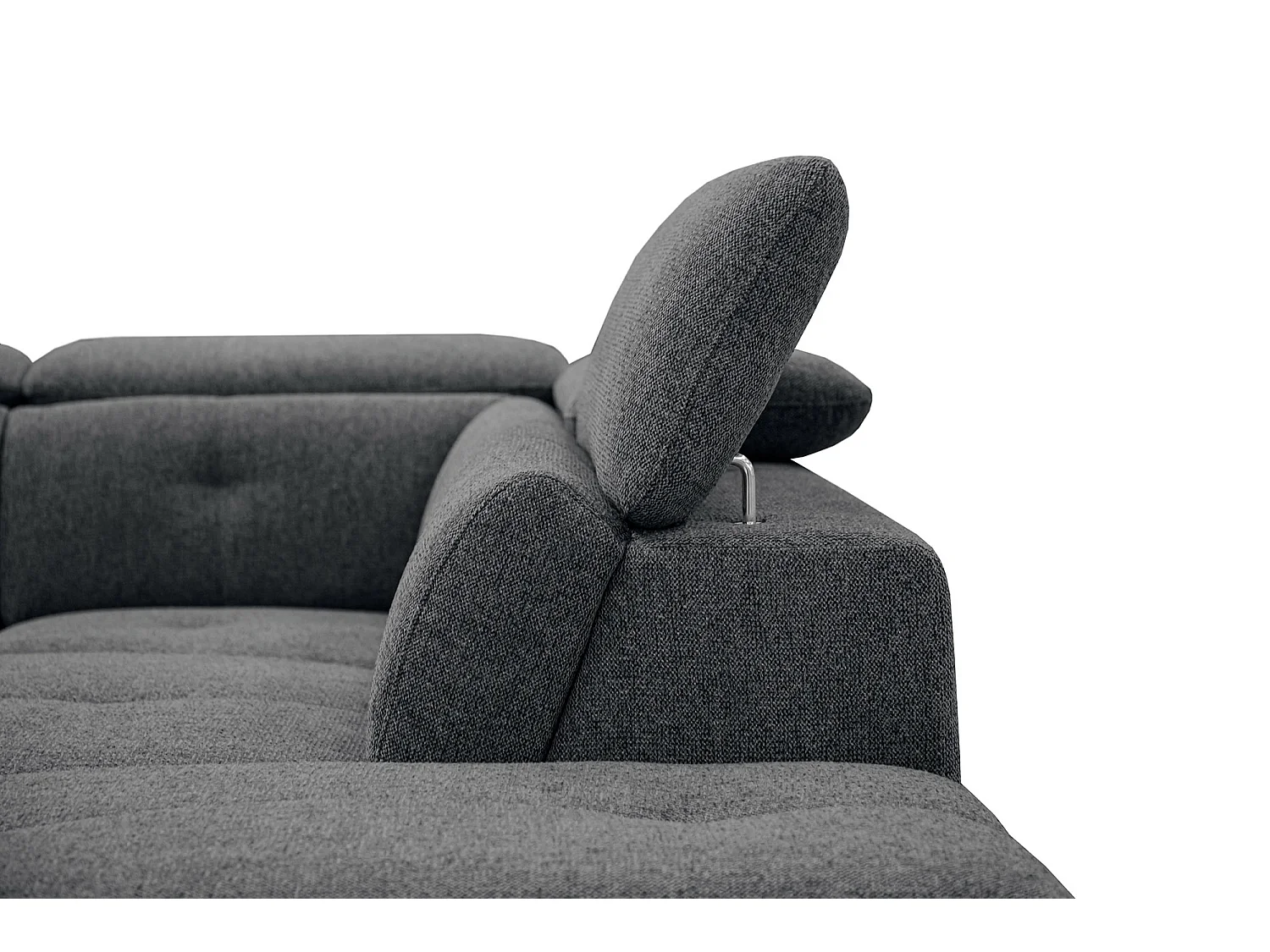 AVENA Ecksofa 5-Sitzer rechts mit verstellbare Kopfstützen, dunkelgrau
