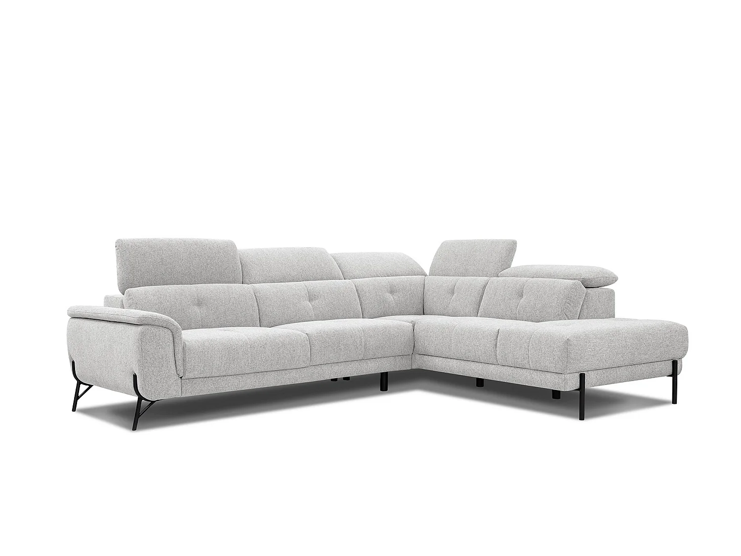 AVENA Ecksofa 5-Sitzer mit verstellbare Kopfstützen, creme