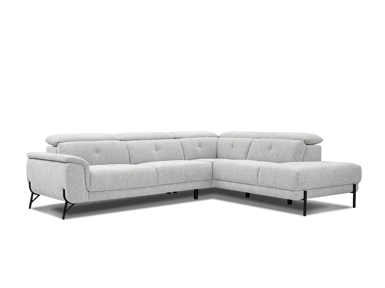 AVENA Ecksofa 5-Sitzer mit verstellbare Kopfstützen, creme