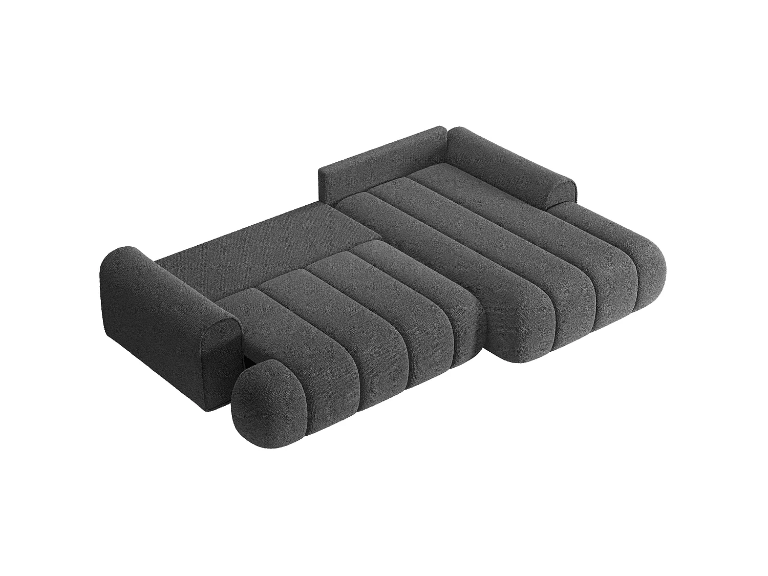 Canapé d'angle convertible - en bouclette gris avec revêtement - côté droit - DANDELINO