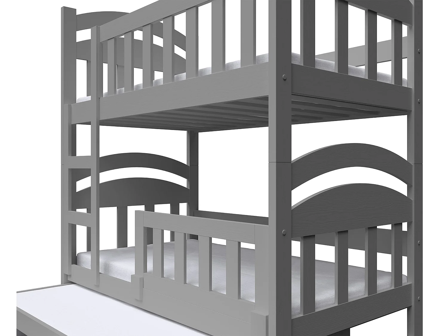 Stapelbed voor 3 personen, grijs, 75x180 cm – Dopio