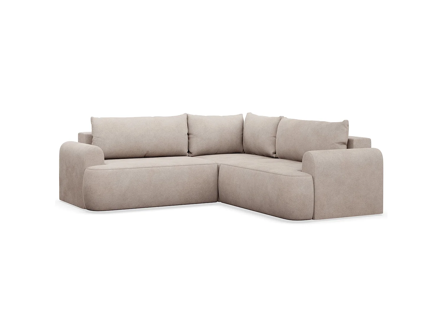 Canapé d'angle convertible en L - velours côtelé beige - avec coffre - OVO universel