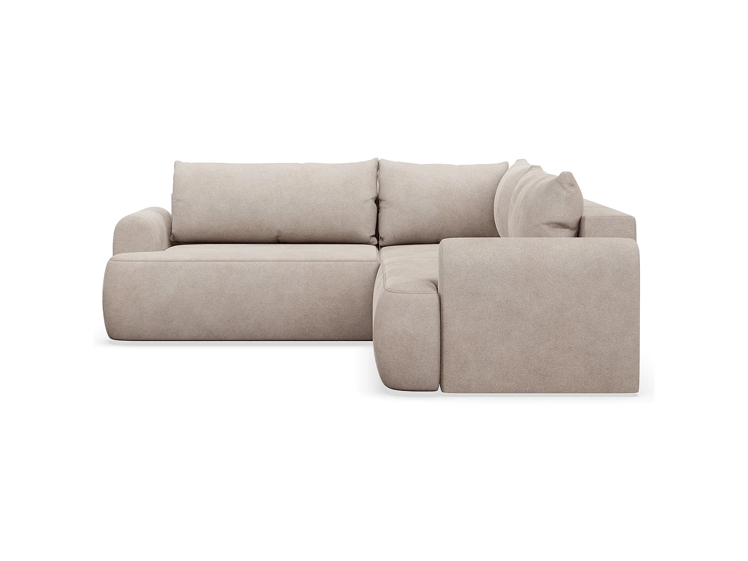 Canapé d'angle convertible en L - velours côtelé beige - avec coffre - OVO universel