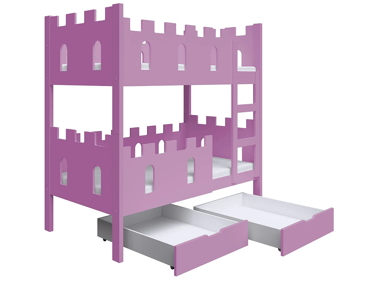 Etagenbett mit Matratzen, Rosa, 75x180 cm - Castelo