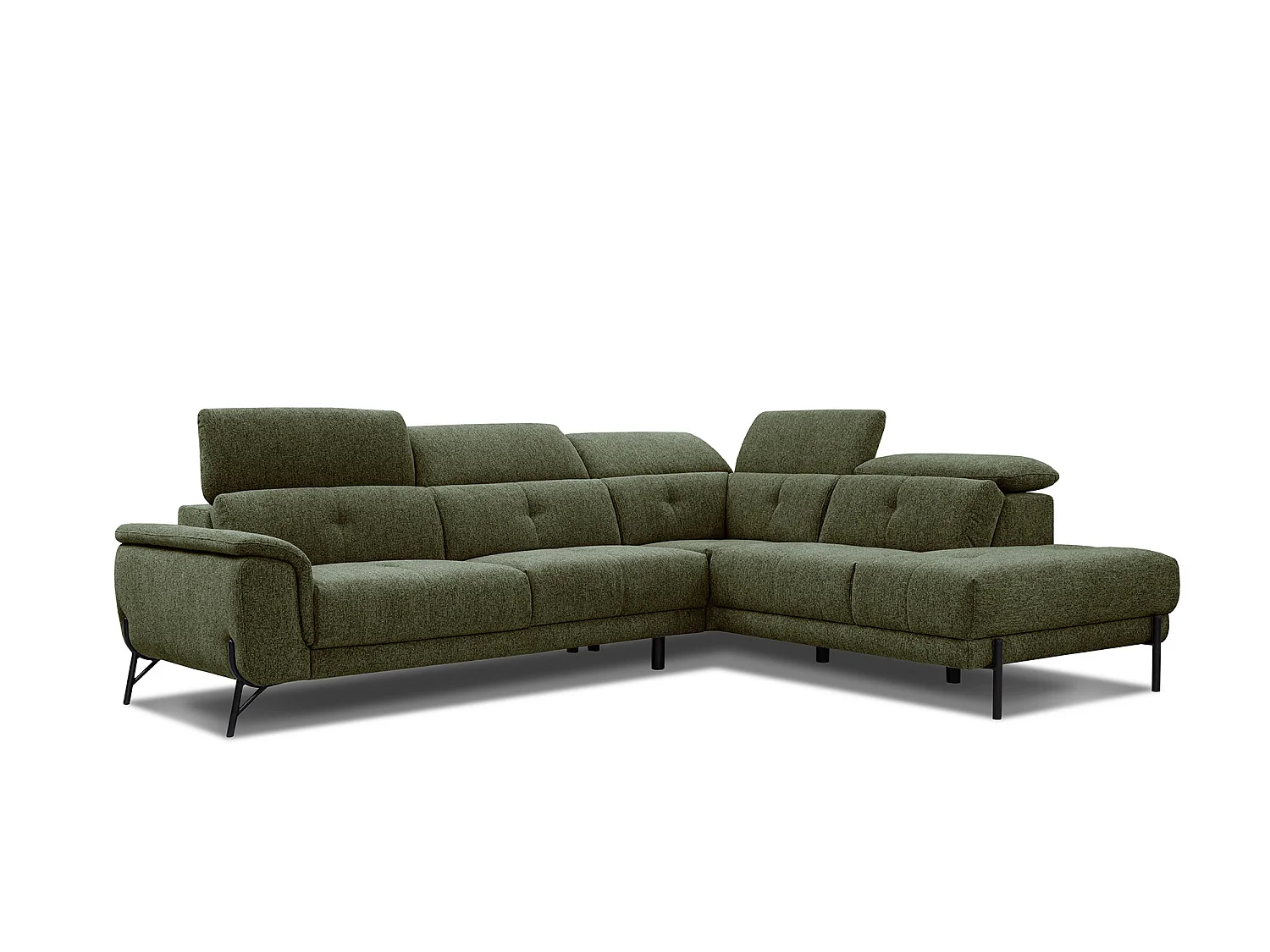 AVENA Ecksofa 5-Sitzer rechts mit verstellbare Kopfstützen, olive