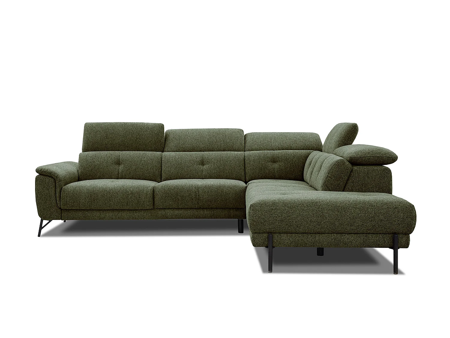 AVENA Ecksofa 5-Sitzer rechts mit verstellbare Kopfstützen, olive