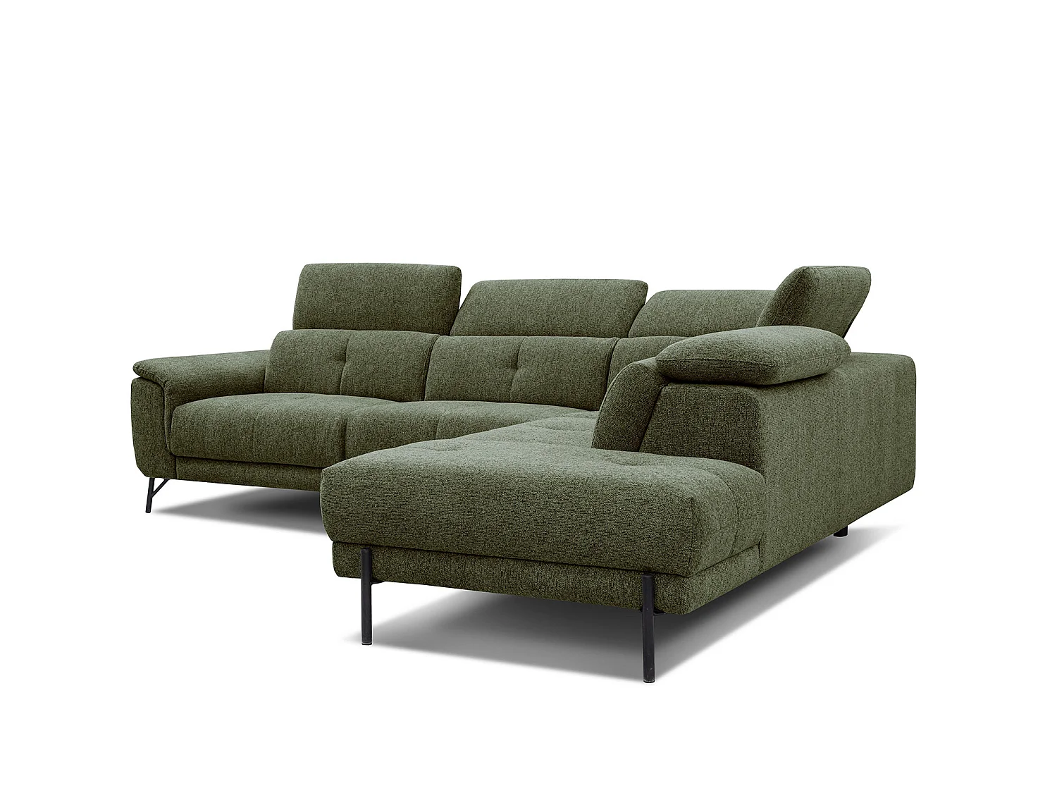 AVENA Ecksofa 5-Sitzer rechts mit verstellbare Kopfstützen, olive