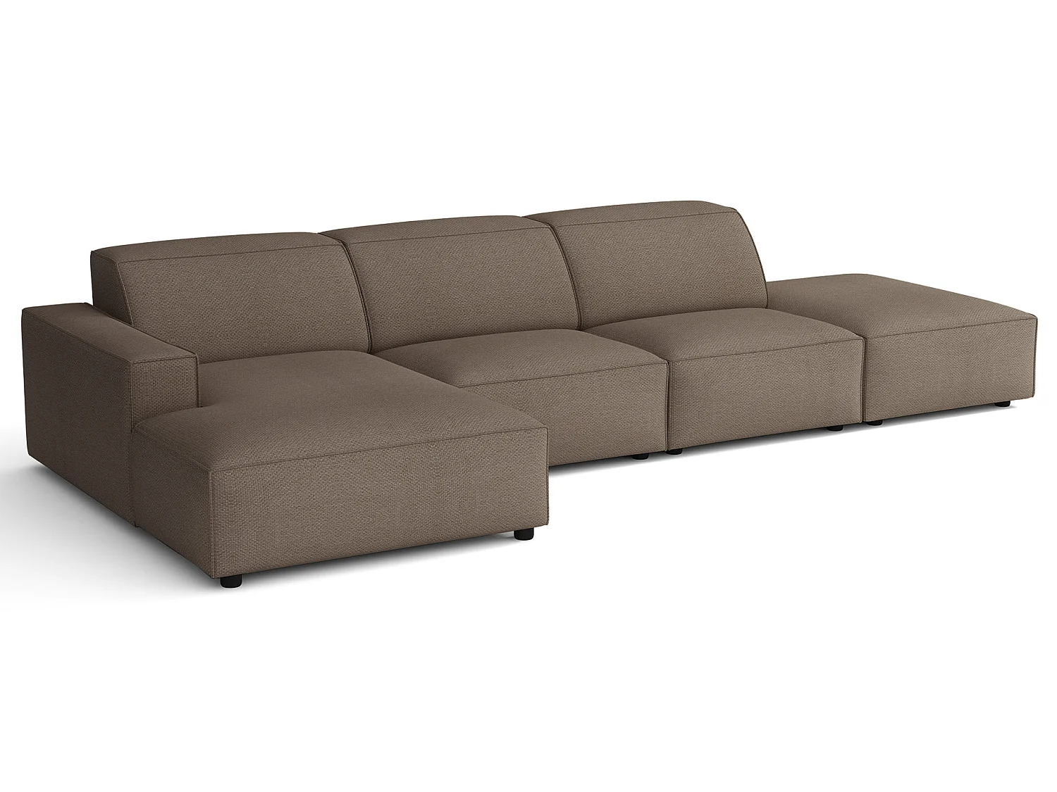 Ecksofa, Chenille Hellbraun, 344 cm - Sellmo