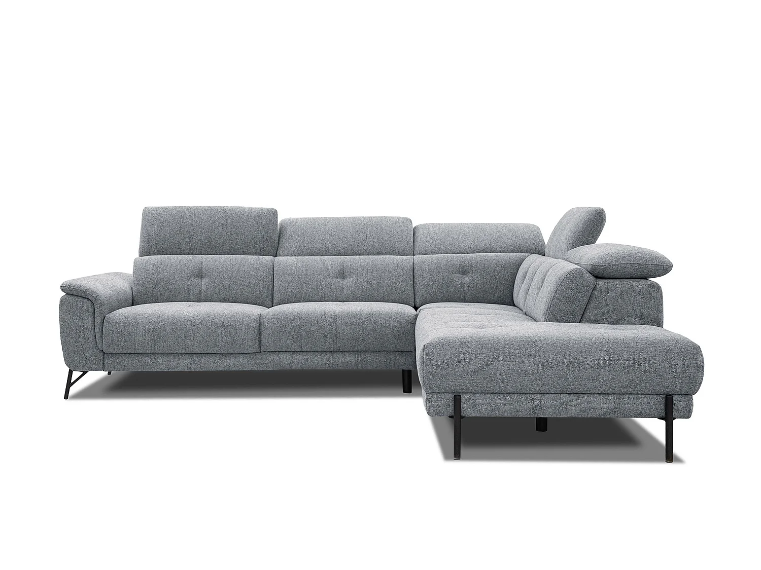 AVENA Ecksofa 5-Sitzer rechts mit verstellbare Kopfstützen, silbergrau