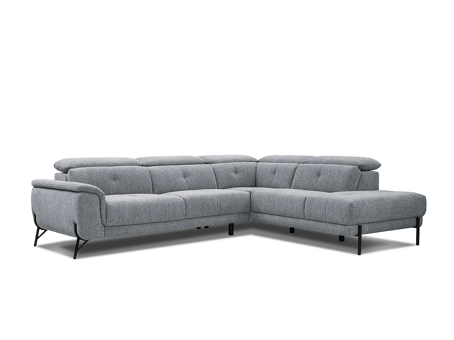 AVENA Ecksofa 5-Sitzer rechts mit verstellbare Kopfstützen, silbergrau