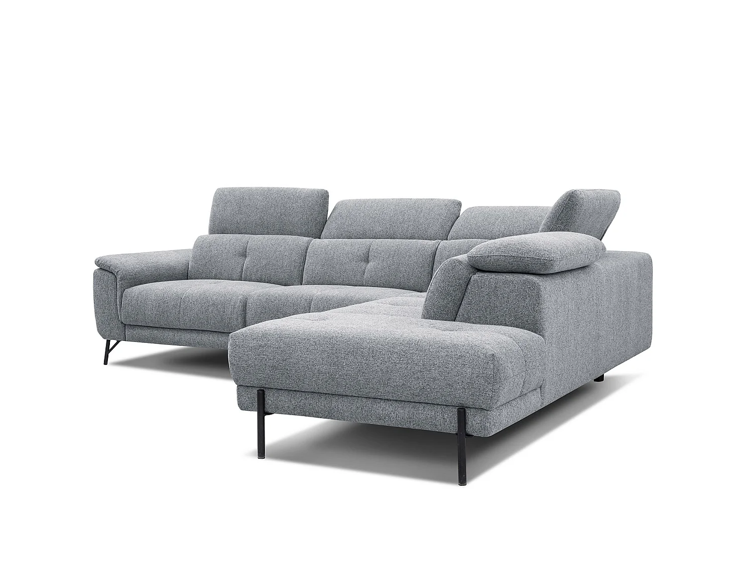 AVENA Ecksofa 5-Sitzer rechts mit verstellbare Kopfstützen, silbergrau