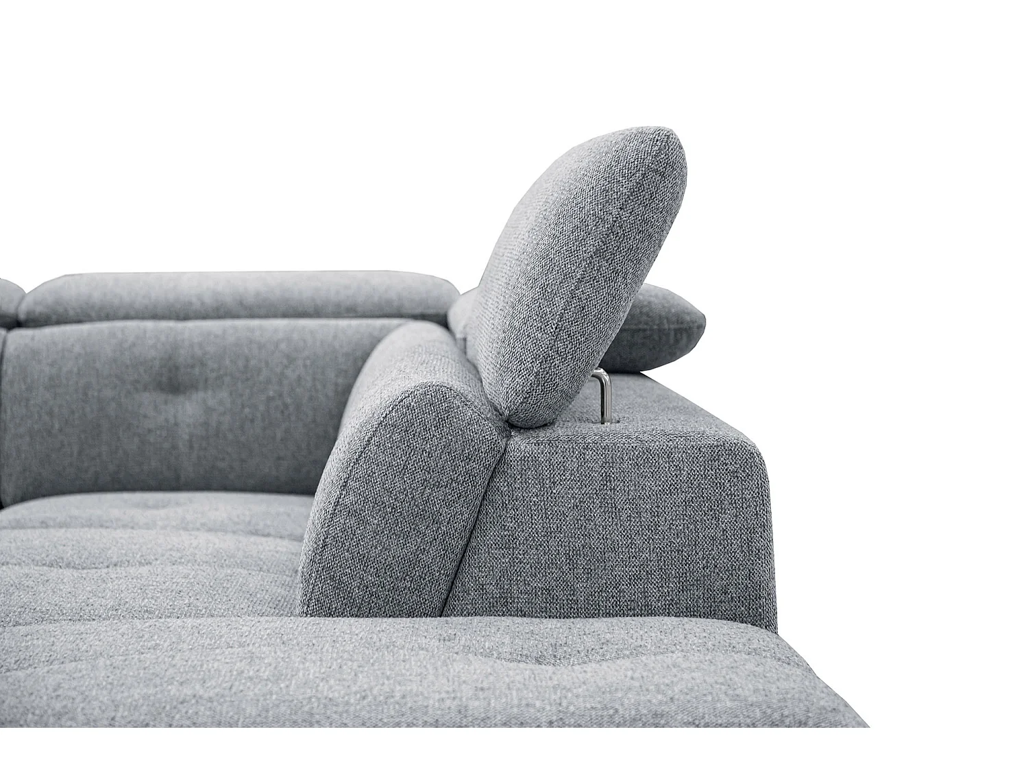 AVENA Ecksofa 5-Sitzer rechts mit verstellbare Kopfstützen, silbergrau