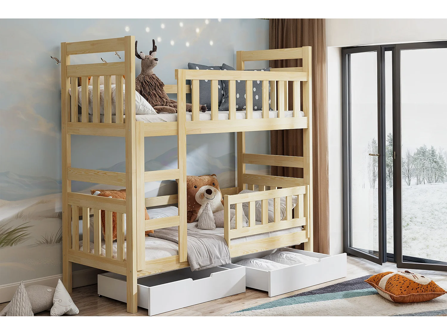 Stapelbed met matrassen, grenen, 80x185 cm – Dromi