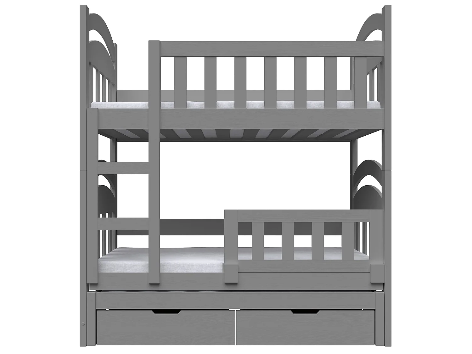 Stapelbed voor 3 personen met matrassen, grijs, 75x180 cm – Dopio
