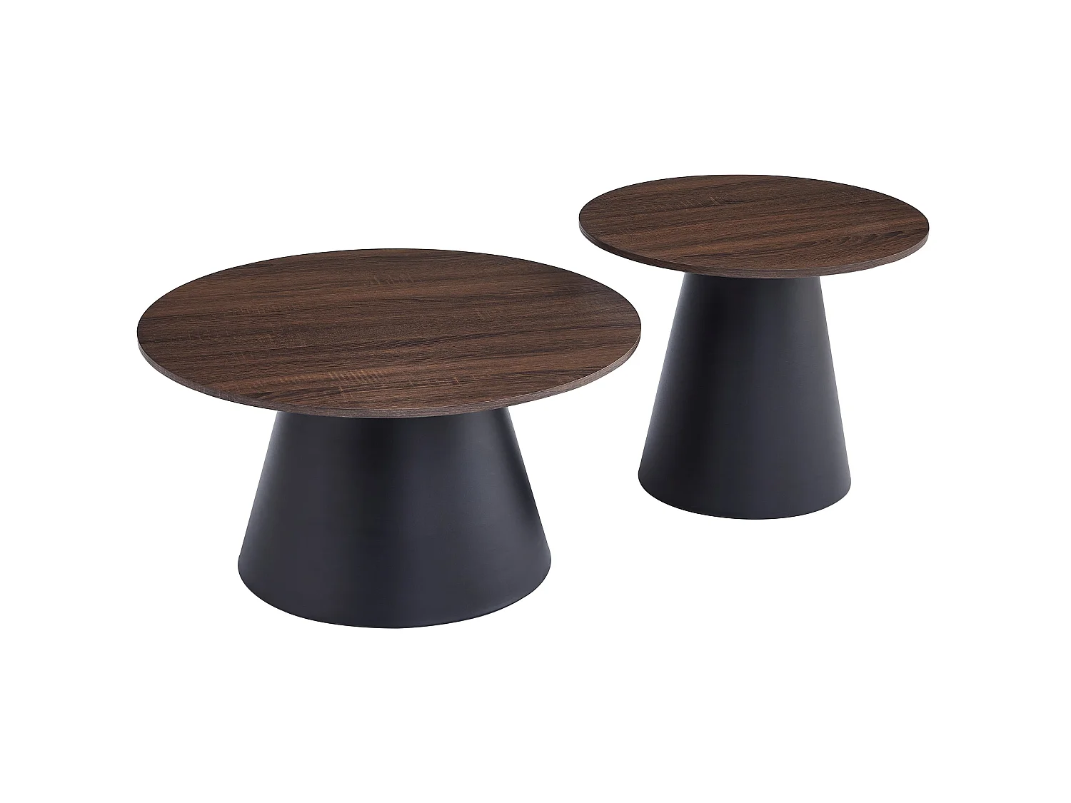 Ensemble de table basse - 80 cm - Couleur noyer - Lunnea