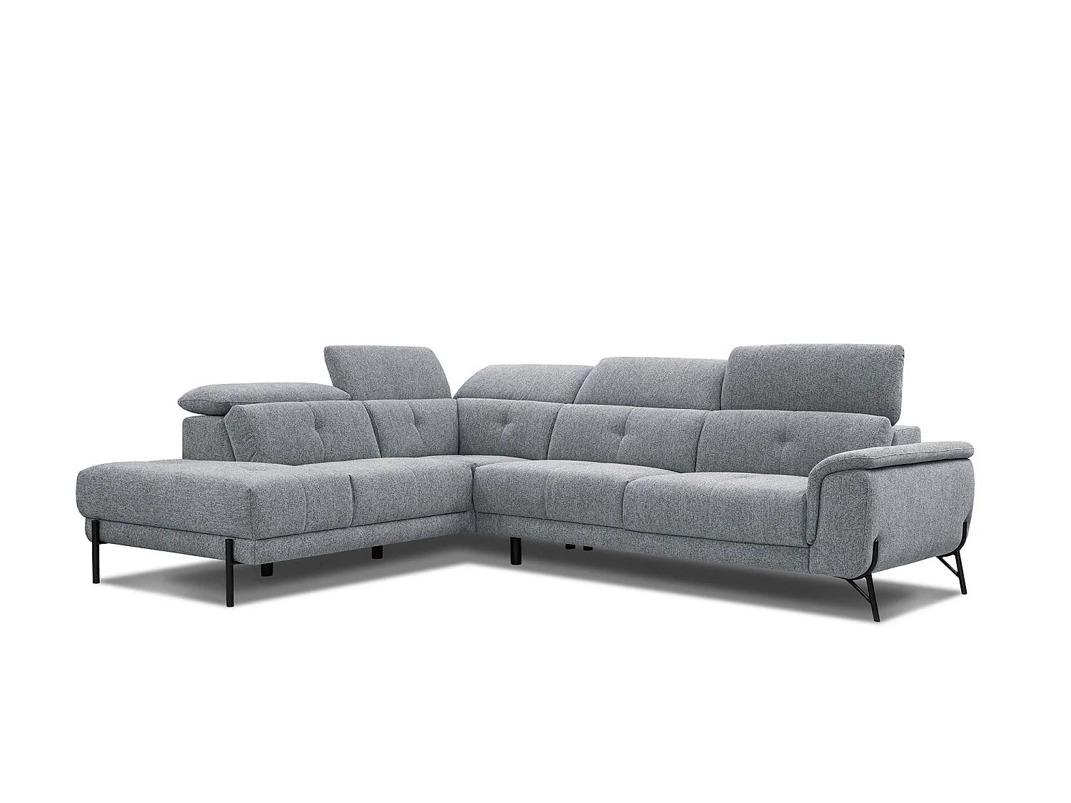 AVENA Ecksofa 5-Sitzer links mit verstellbare Kopfstützen, silbergrau