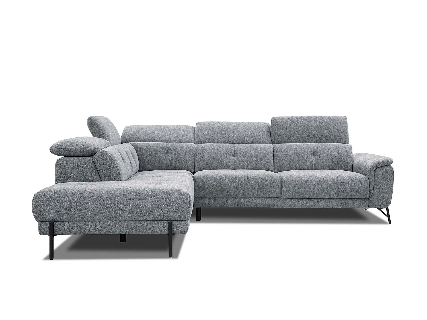 AVENA Ecksofa 5-Sitzer links mit verstellbare Kopfstützen, silbergrau