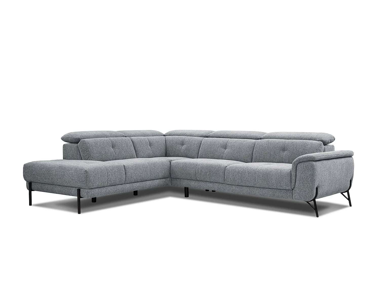 AVENA Ecksofa 5-Sitzer links mit verstellbare Kopfstützen, silbergrau
