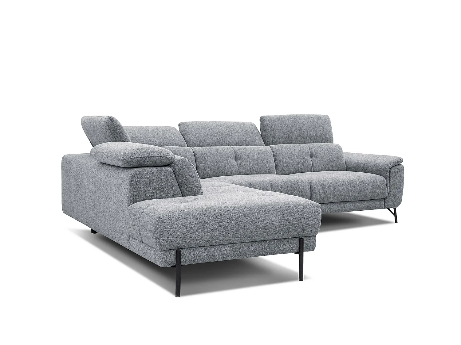 AVENA Ecksofa 5-Sitzer links mit verstellbare Kopfstützen, silbergrau