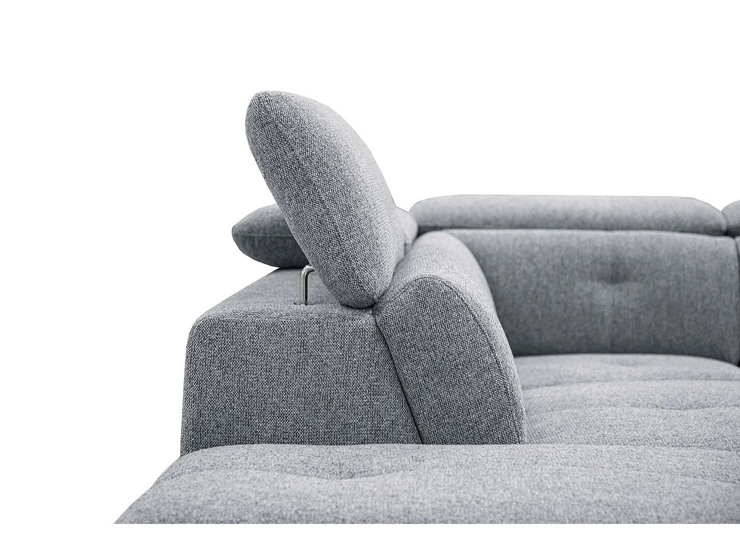 AVENA Ecksofa 5-Sitzer links mit verstellbare Kopfstützen, silbergrau