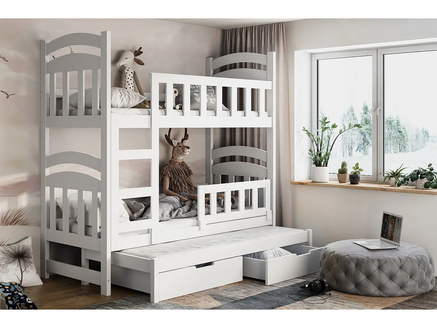 Stapelbed voor 3 personen, 75x180 cm – Dopio