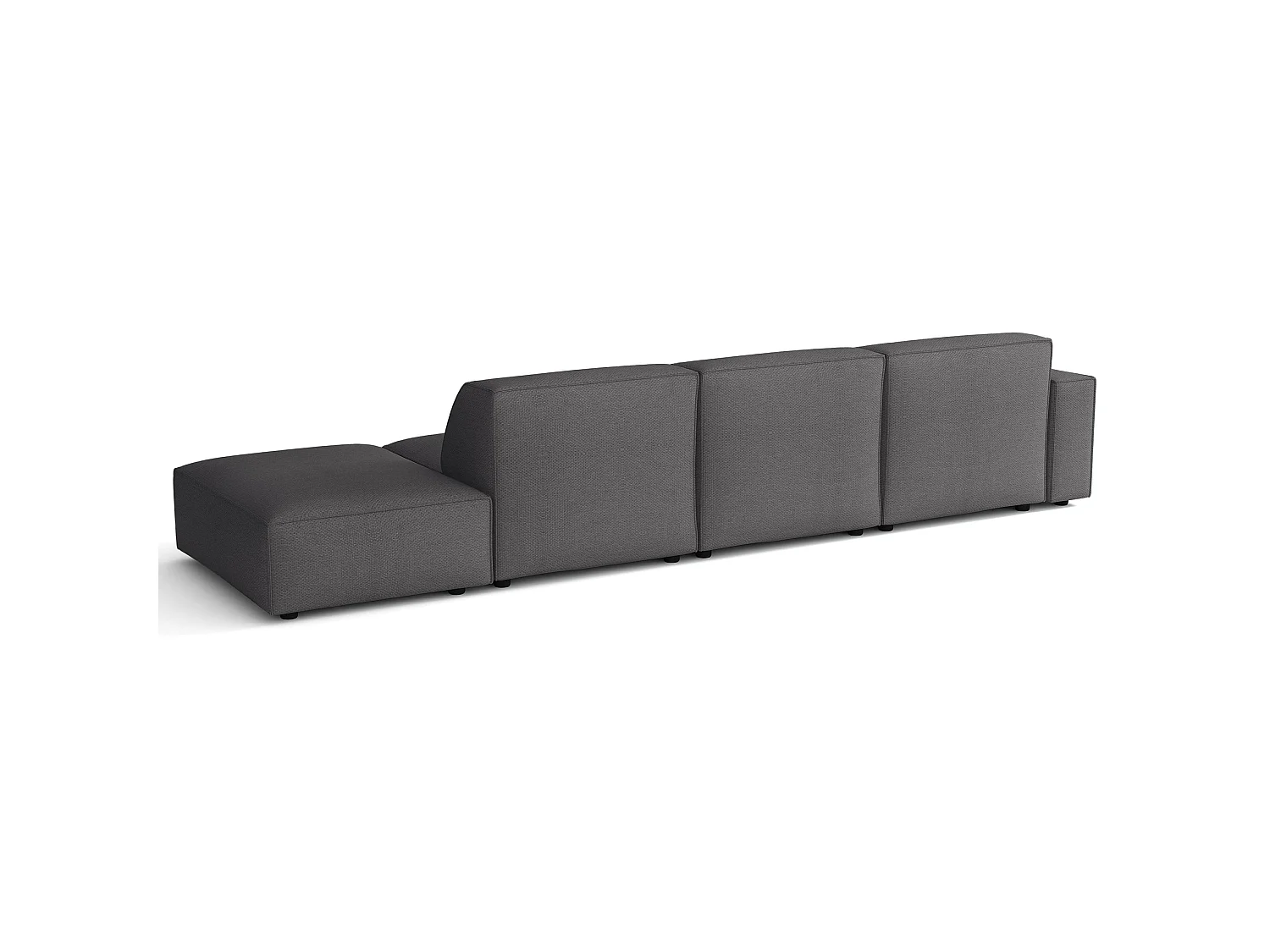 Canapé d'angle avec un pouf - 344 cm - gauche - Chenille Gris foncé - Sellmo
