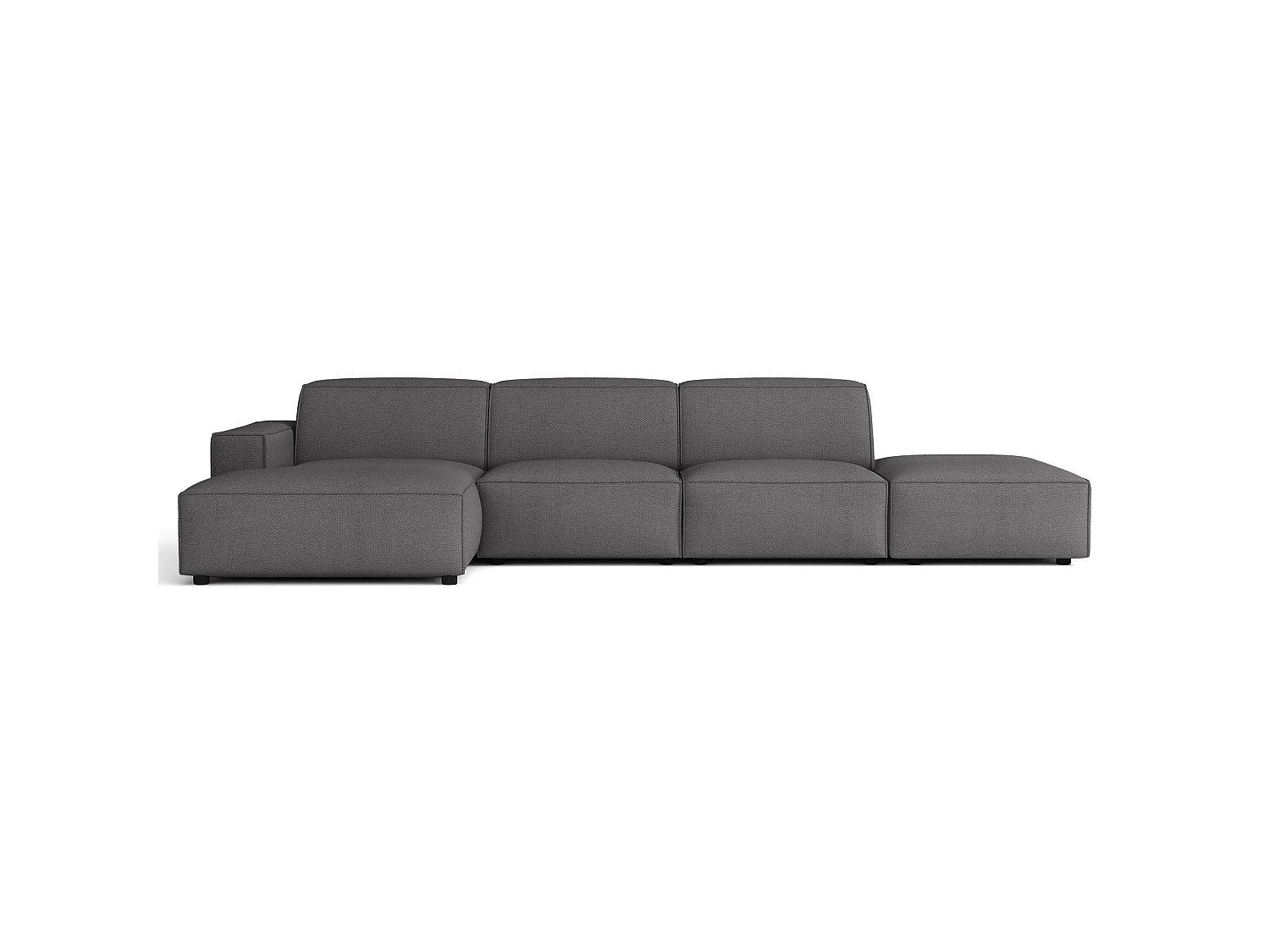 Canapé d'angle avec un pouf - 344 cm - gauche - Chenille Gris foncé - Sellmo