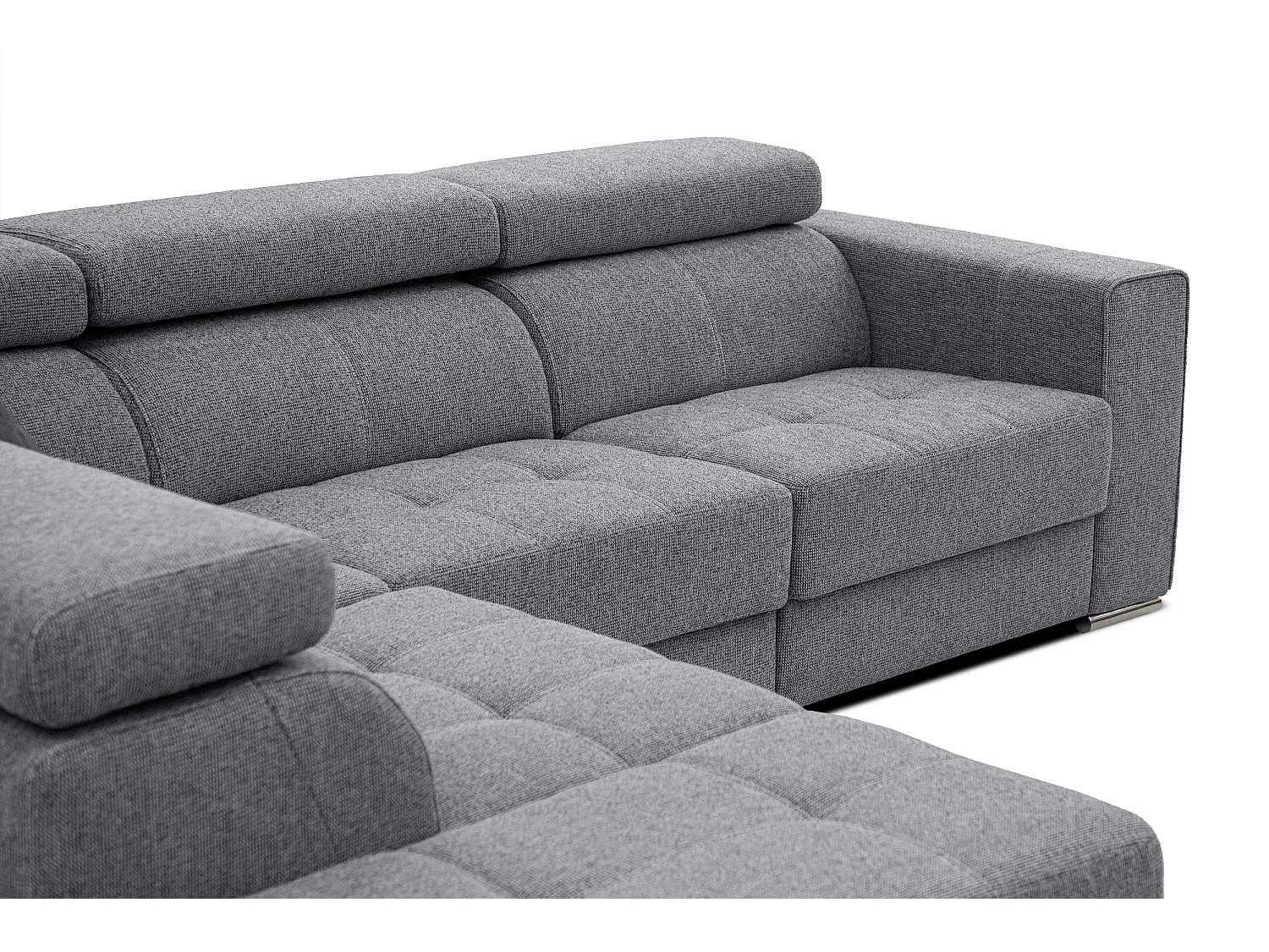QUARTZ Ecksofa 5-Sitzer links, grau