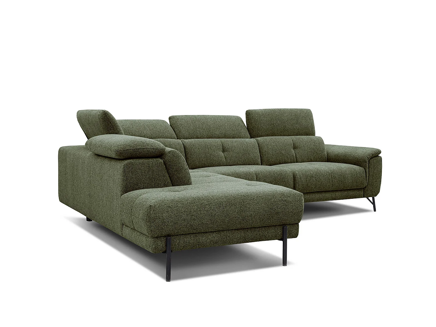 AVENA Ecksofa 5-Sitzer links mit verstellbare Kopfstützen, olive