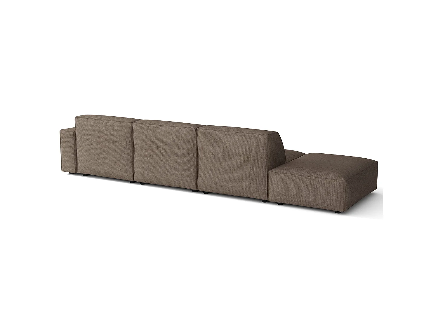 Canapé d'angle avec un pouf - 344 cm - droite - Chenille Brun clair - Sellmo