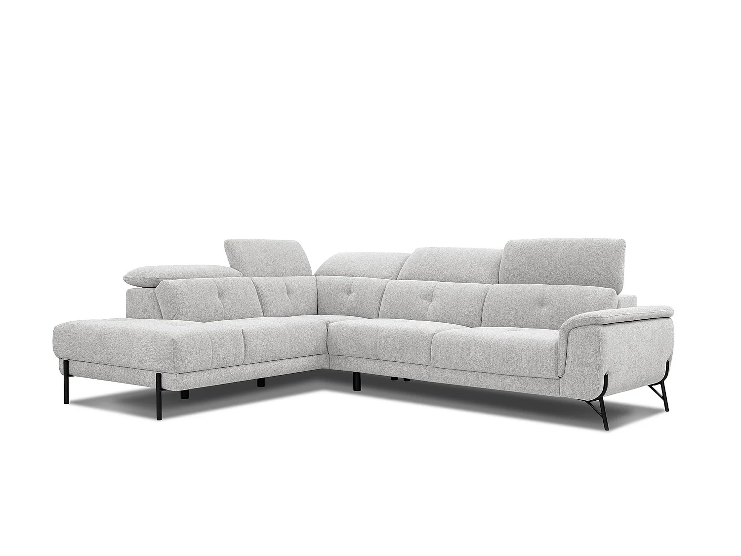 AVENA Ecksofa 5-Sitzer mit verstellbare Kopfstützen, creme