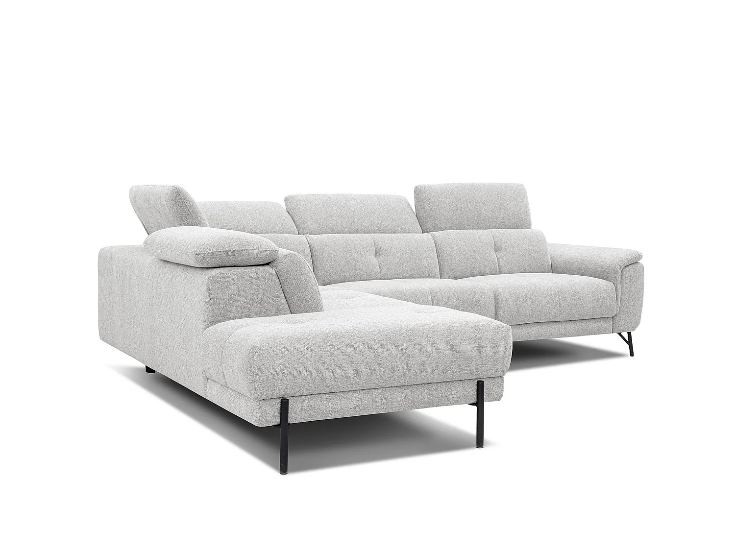 AVENA Ecksofa 5-Sitzer mit verstellbare Kopfstützen, creme