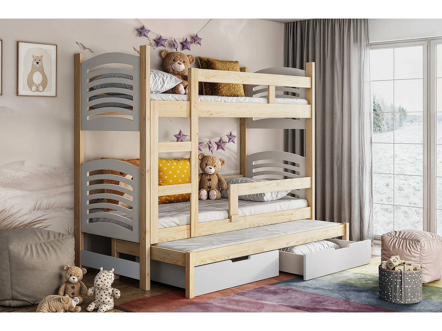 Stapelbed voor 3 personen, 75x180 cm – Cami