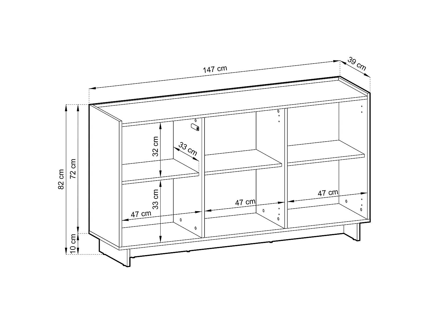 Credenza - 147 cm - effetto rovere - Yasumi