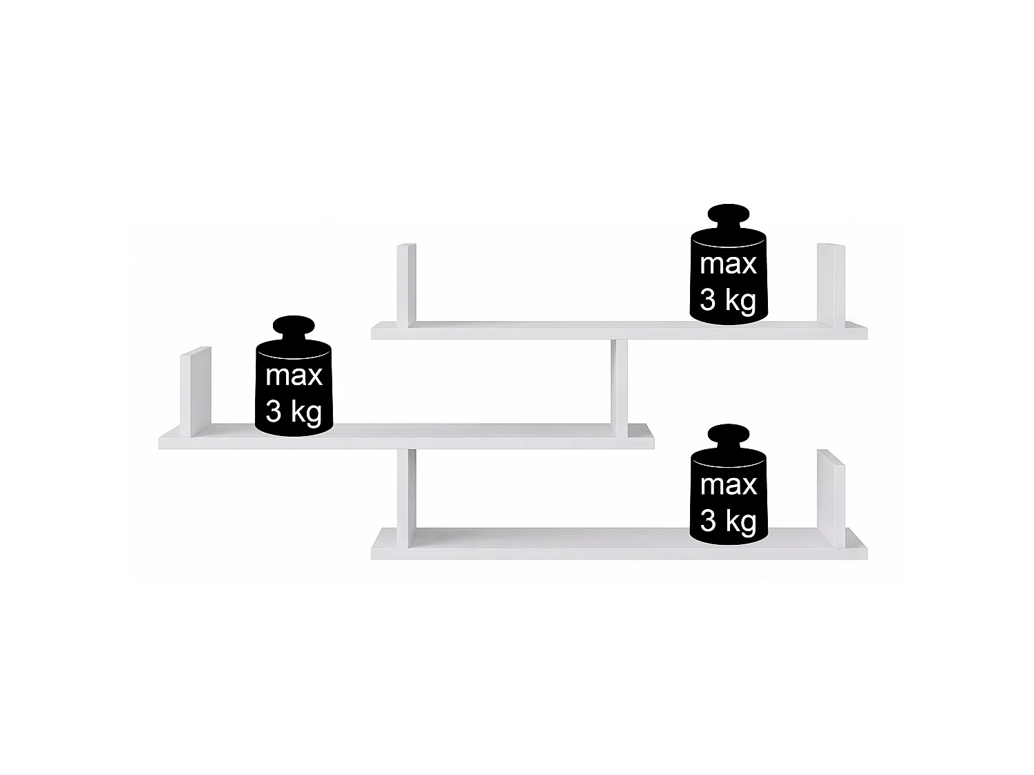 Étagère à trois niveaux - 119 cm - Blanc - Kassi