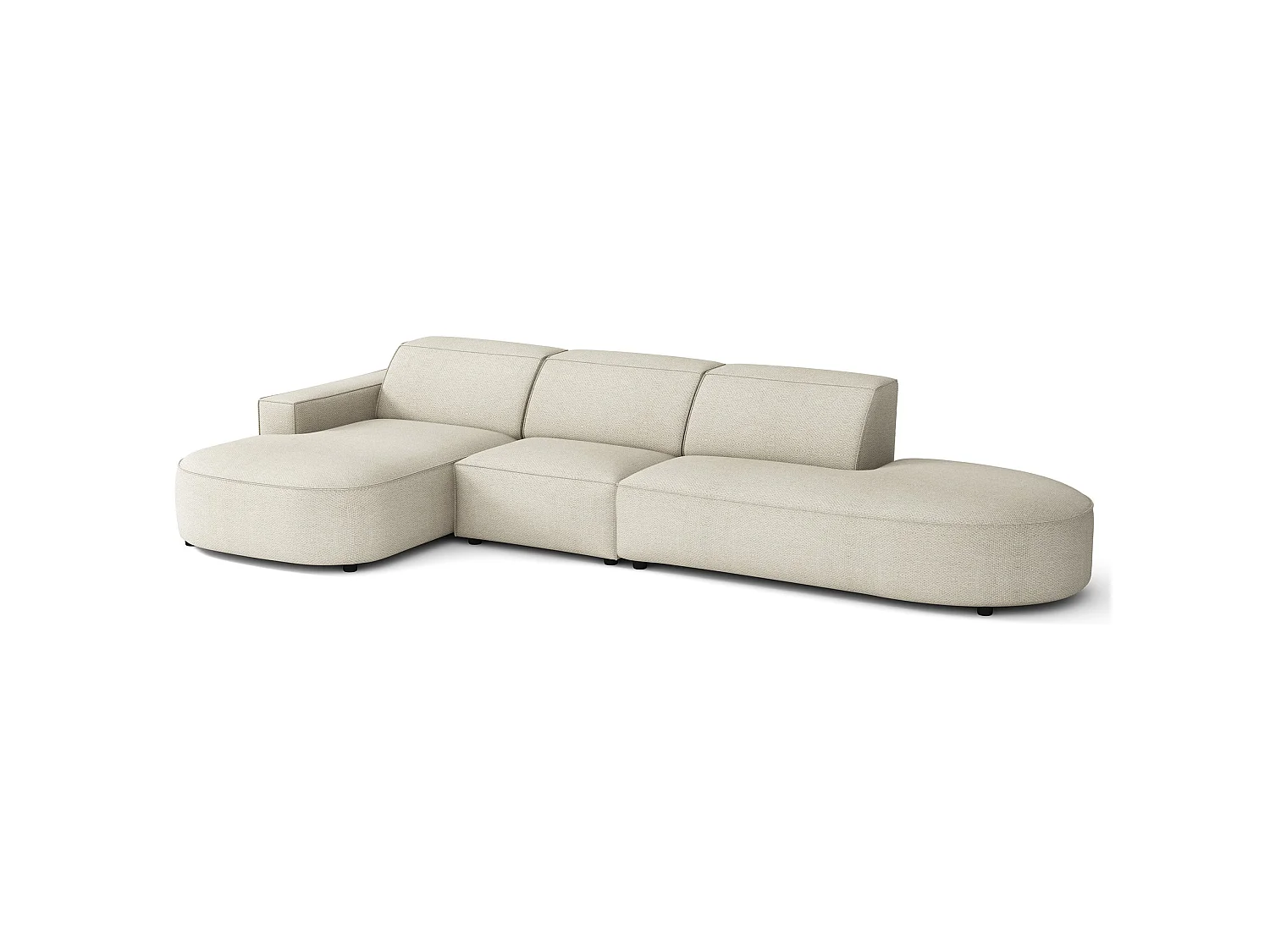 Hoekbank 3-zits, linkeropstelling, chenille crème, 358 cm – Sallmo