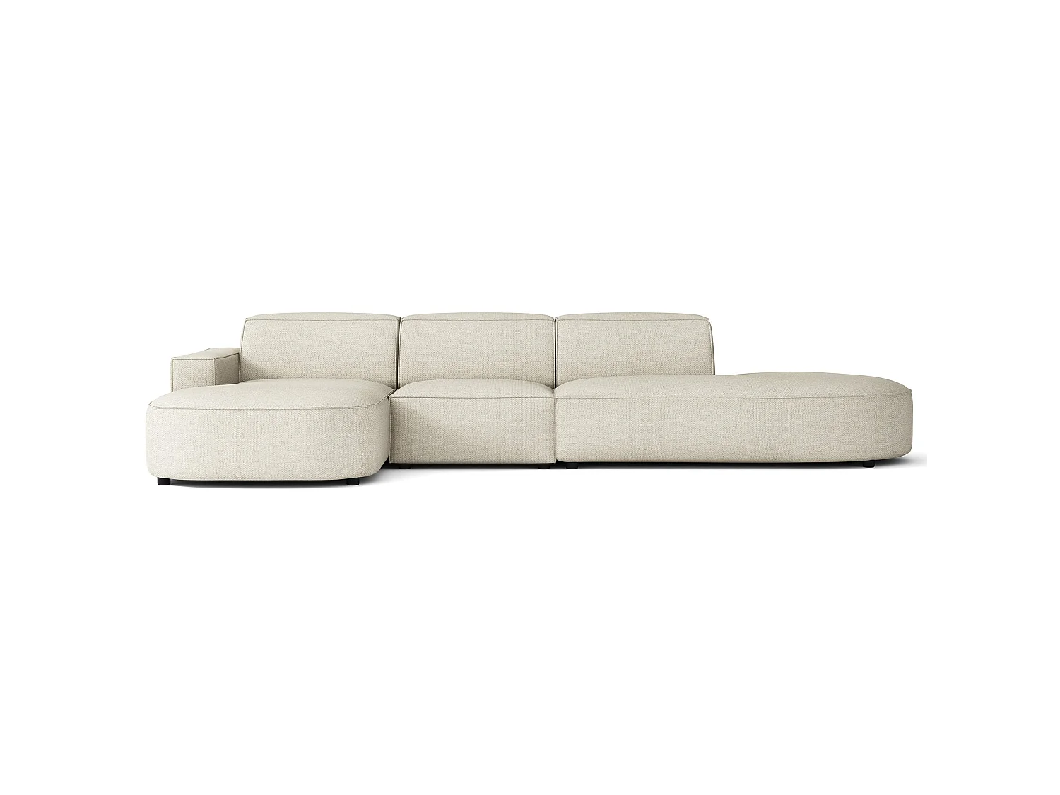 Hoekbank 3-zits, linkeropstelling, chenille crème, 358 cm – Sallmo