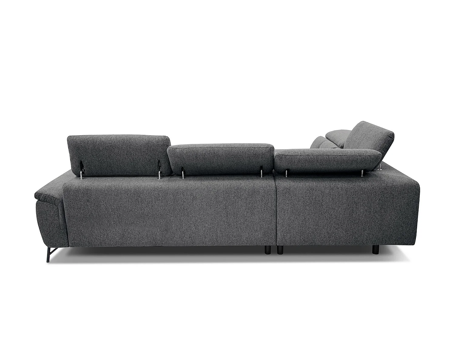 AVENA Ecksofa 5-Sitzer links mit verstellbare Kopfstützen, dunkelgrau